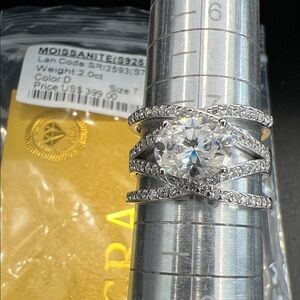 Sterling Silver Oval Cut Moissanite Pavé Split Shank Ring